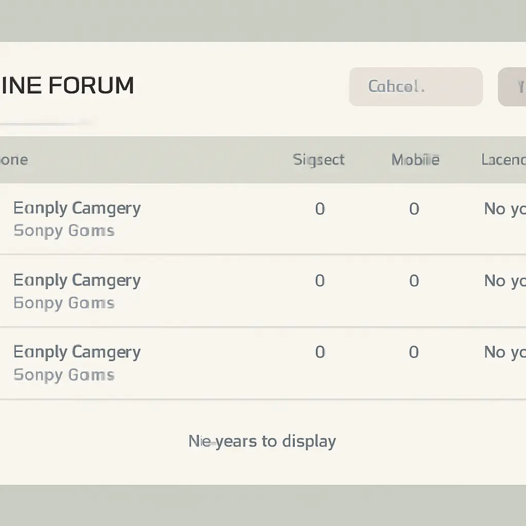 Форум без активности Пустой технический форум с отсутствием пользователей и сообщений