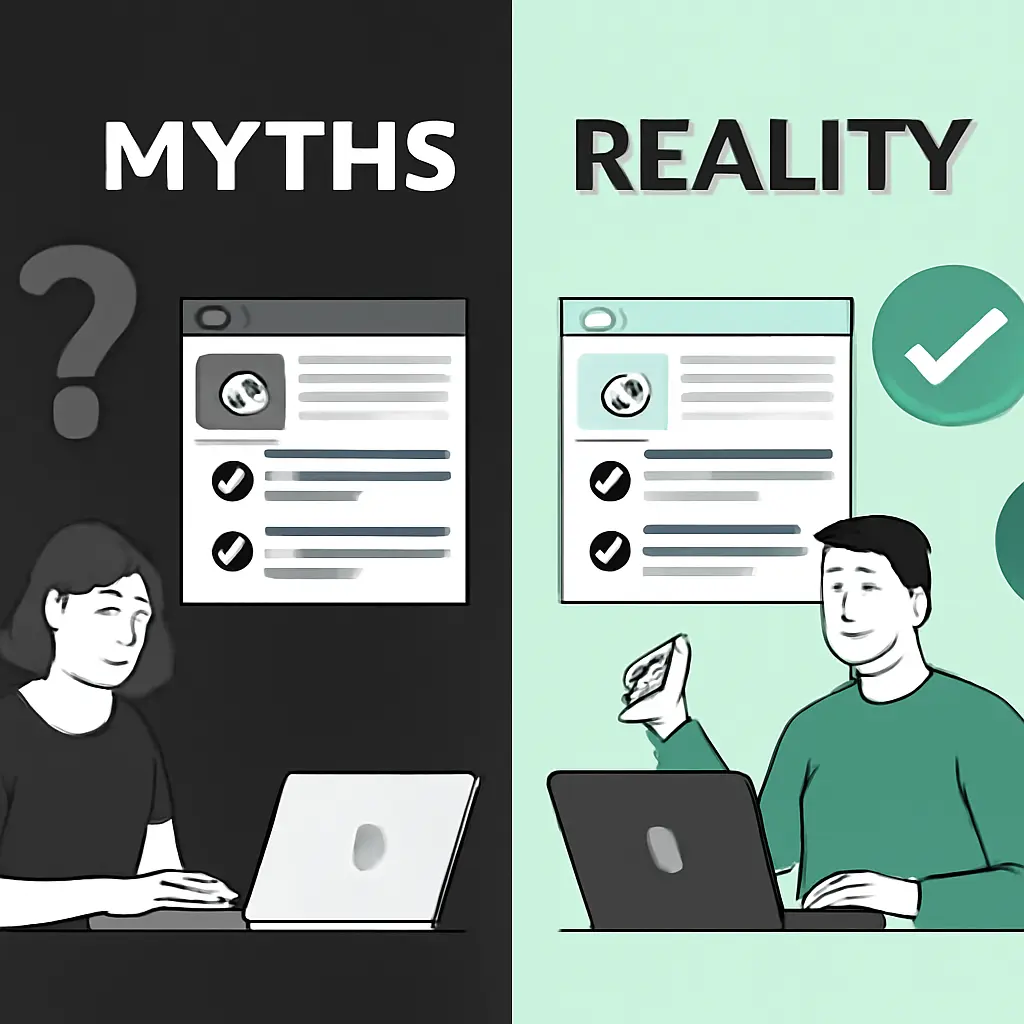 Мифы о технических форумах Иллюстрация развенчания мифов о технических форумах для сайтов